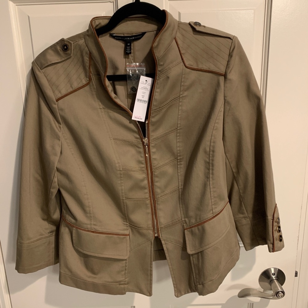 NWT. Green Jacket White House Black Market Size 10
